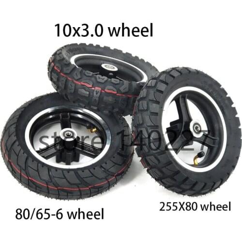 10x3.0 inch 255x80 / 65-6 tire and Alloy Disc Brake Rim for 10'' Folding Electric Scooter KUGOO M4 PRO Thickened Widened Wheels
