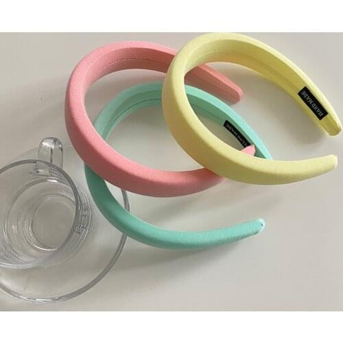 Women Candy Color Sponge Head Hoop Wide Bezel Hairbands Vintage Padded Headbands For Hair Accessories Hair Hoop Turban Head Wrap