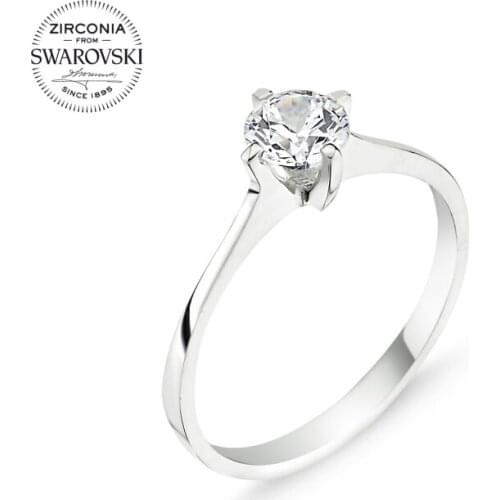 Silver 925 Sterling Swarovski Zirconia Cubic Zirconia Engagement Ring