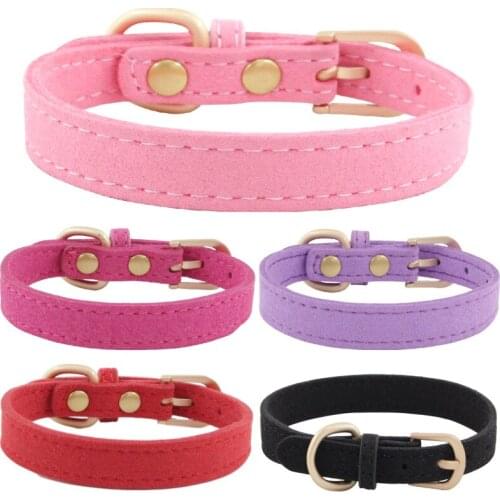Solid Soft Dog Collar Cute Comfort Puppy Collar with Pearl Gold Buckle Small Cat Necklace Pet Supplies Collar Para Perros equeos