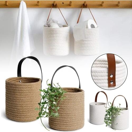 Opslag Mand Katoen Touw Mand Met Band Bloem Mand Kleding Organizer Muur Opknoping Opslag Mand