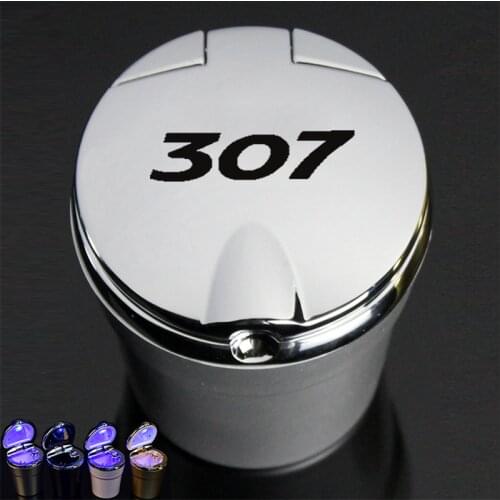 Car Ashtray With Led Lights With Cover Creative Personality Covered Car multi-function Car Supplies For Peugeot 307 2015 16 18