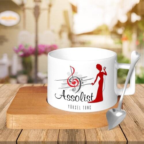 Personalized Professional Headliner Wood Altlıklı Ceramic Cup