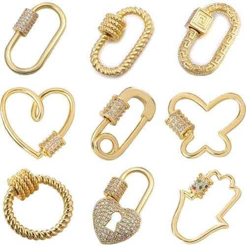 Juya DIY Pendant Carabiner Screw Lock Clasps Supplies For Handmade Women Men Punk Charms Mesh Chains Jewelry Making Accessories