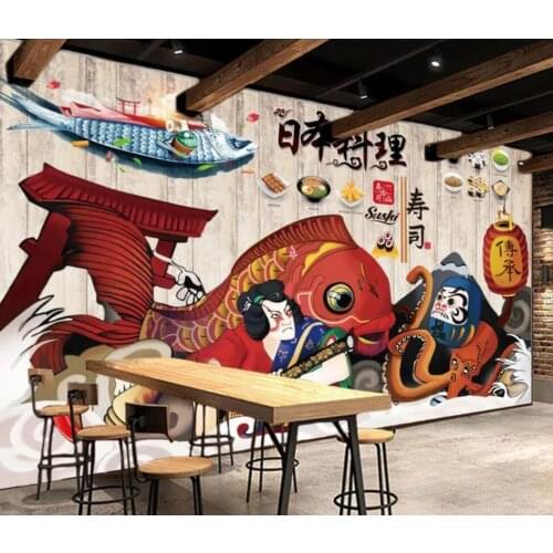 Retro nostalgic Japanese food background wall decoration wallpaper murals