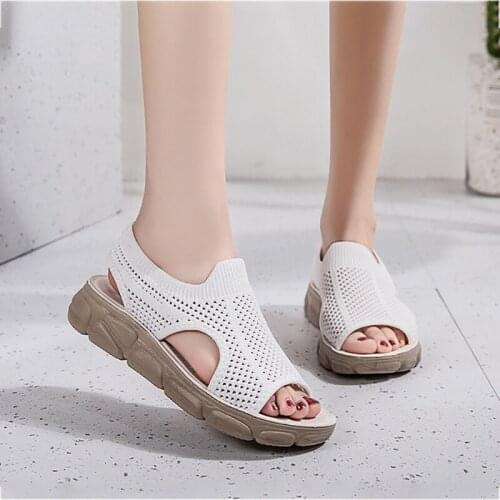 Rome Women Mesh Basic Sports Sandals Casual Shallow Wedges Lady Slip On Beach Shoes Woman Non-slip Soft Bottom Footwear LAASIMI