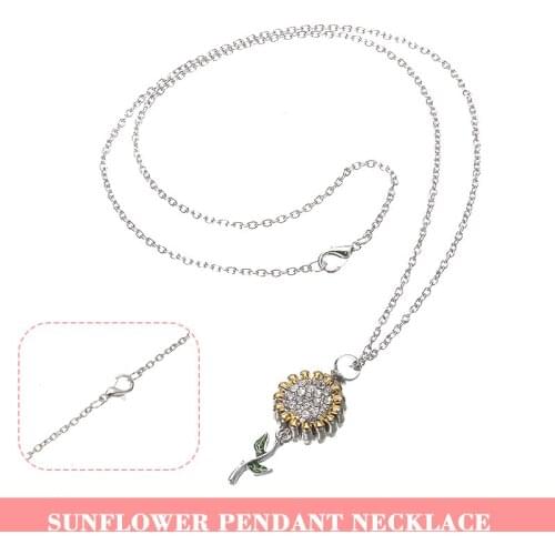 Crystal Sunflower Pendant Necklace Memorial Urn Open Necklace Silver Color Chain For Women Men Ashes Holder Keepsake Jewelry