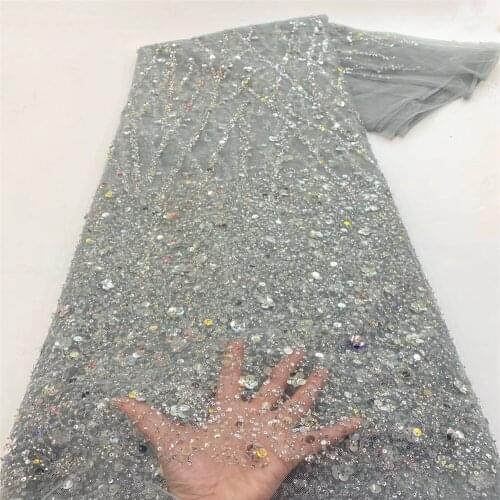 SJ Lace Nigerian Sequins Lace Fabric African Lace Fabric 2021 High Quality Lace French Tulle Lace Fabric For Wedding Dress x1-78