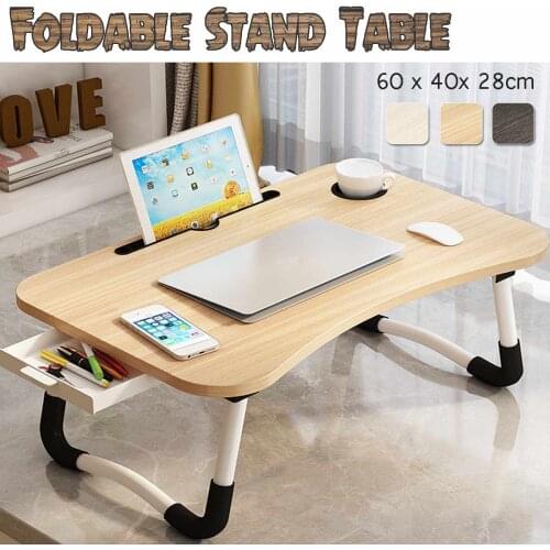 Folding Laptop Stand Holder Study Table Desk Wooden Foldable Computer Desk for Bed Sofa Tea Serving Table Stand