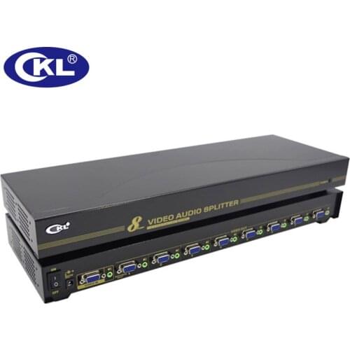 CKL-108S 8 Port VGA Splitter with Audio 1 in 8 out Video Duplicator Distributor Amplifier Metal Case Supports 450Mhz 2048*1536