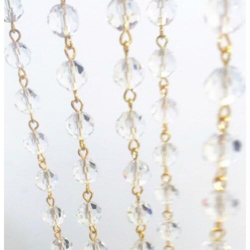 10/25 Meters Clear Crystal 8mm Cut Ball Beads Strand Garlands Glass Beads Chains For Home Window Curtain Decoration