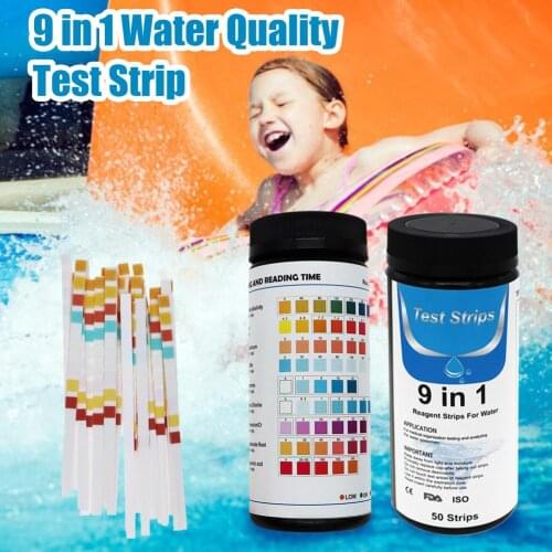 50Pcs 9-In-1 PH Test Paper Residual Chlorine Value Test Strip Drinking Water Quality Tester Pool Cleaner Accessories