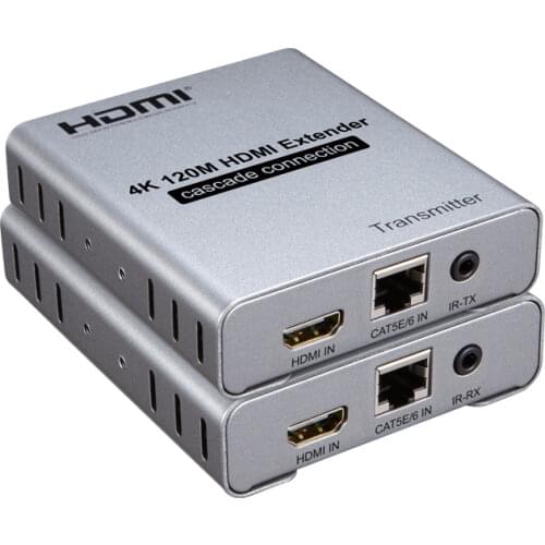 4K 120M HDMI Extender Cascade Connection Via Cat5e CAT6 RJ45 Ethernet Network Cable TX RX Kit For PS4 DVD Player TV BOX PC to TV