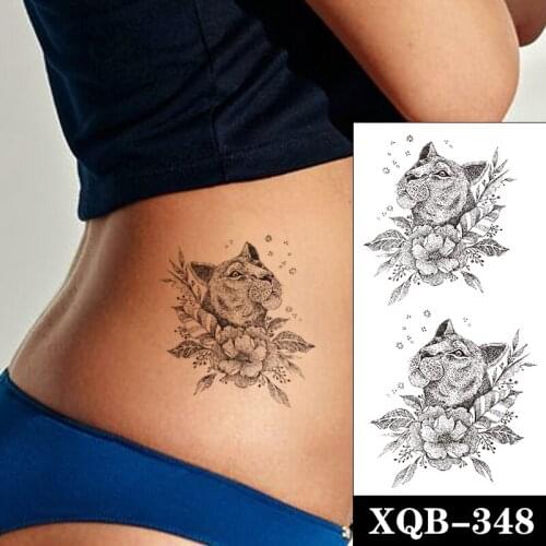 Waterproof Temporary Tattoo Sticker Black Lion Plain Flowers Totem Design Fake Tattoos Flash Tatoos Arm Body Art for Women girl