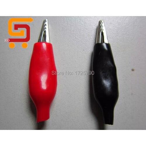 High Quality 200pcs/100pair Metal Alligator Clips Insulated Test Clip 28MM Black & Red Crocodile Electrical Clamp