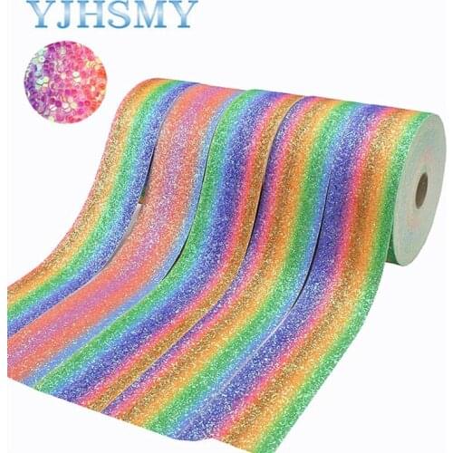 YJHSMY I-19517-1232,2yards/lot,75mm new shiny Gradient chunky glitter ribbons DIY Hairbows Accessories Wedding Party Decoration