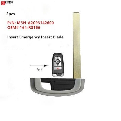 Keyecu 2PCS Replacement Uncut Remote Prox Smart Key Blade Blank Insert Emergency For Ford Fusion Explorer P/N: M3N-A2C93142600