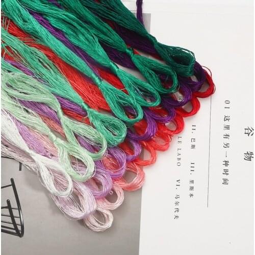 Hot sale 7-8pcs DIY Embroidery Natural Silk Line Branch Threads 100% Silk Thread Floss Skein Cross Stitch Thread Sewing Tools