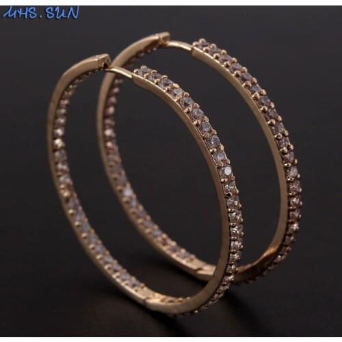 MHS.SUN luxury female big hoop earrings charm cubic zircon jewelry for women wedding party crystal cz earrings gift drop ship