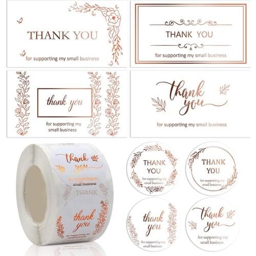 50pcs Gold Foil Thank You Cards Birthday Party Baby Shower Wedding Packing Decoration Cards Gift Label Stickers