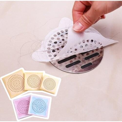 10pcs Disposable Bathroom Sewer Outfall Sink Drain Hair Strainer Stopper Filter Sticker Kitchen Supplies Anti-Blocking Strainer