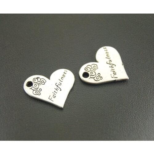 10pcs Tibetan Silver Color Engraved Faithfulness Heart Charms Fits Bracelets Jewelry Making A692