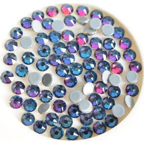 16 Cut Crystal Rhinestones hot back SS16 SS20 Blue Fire Iron On Stones Hotfix Rhinestones Garment style