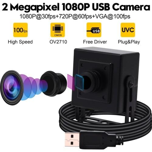 2MP 1080P Webcam CMOS OV2710 High Speed 30fps/60fps/120fps 180 Degree Fisheye Lens Wide Angle CCTV UVC OTG USB 2.0 Camera