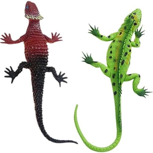 2 x Colorful Vivid Reptile Animal Rubber Lizard Model Figure Kids Educational Toy Home Decoration
