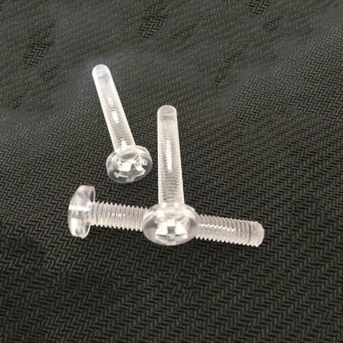 200PCS/Lot M6*20/25/30/40/50MM Acrylic Screw Transparent PC Screw Clear Plactic Polycarbonate Bolt Lighting Lamp Installation