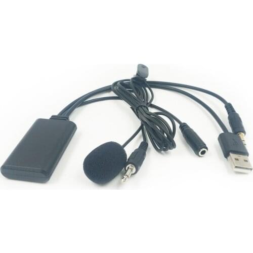 Biurlink for HYUNDAI KIA 300CM 3.5MM Jack Aux/USB Bluetooth 5.0 Audio Cable Hands Free Microphone Adapter