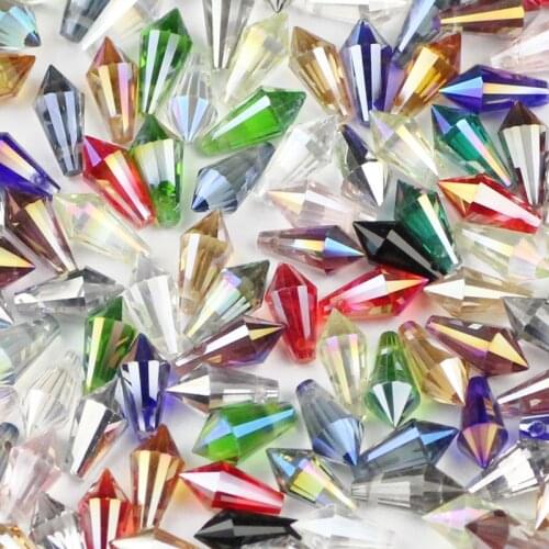 JHNBY AAA Cone Pendant Waterdrop Austrian crystal beads 5.5*11mm 50pcs Spire glass Loose beads for jewelry making bracelet DIY