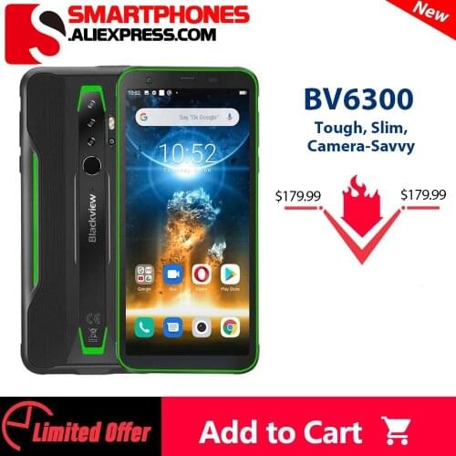 BLACKVIEW BV6300 3GB+32GB Smartphone 4380mAh Android 10 Mobile Phone 5.7 inch HD Screen NFC IP68 Waterproof Slim Rugged Phone