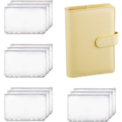 A6 Binder Planner Notebook Binder and 12 Pieces 6 Hole Binder Zipper Folder,Binder Pockets Cash Envelope Wallet