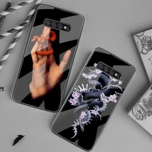 Hand Snake Flower Art Phone Case Tempered Glass For Samsung S20 Plus S7 S8 S9 S10 Plus Note 8 9 10 Plus