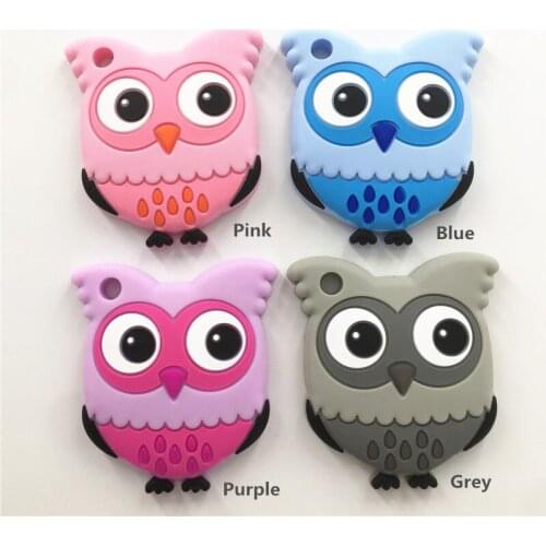 Chengkai 5PCS BPA Free Silicone Owl Teether DIY Baby Shower Pacifier Dummy Pendant Nursing Jewelry Crafts Animal Clip Toy Gift