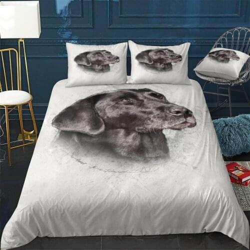 Black Labrador Portrait Quilt Cover Pillowcase 3Piece Comforter Bedding Set With Pillow Case Single Double Duvet Cover