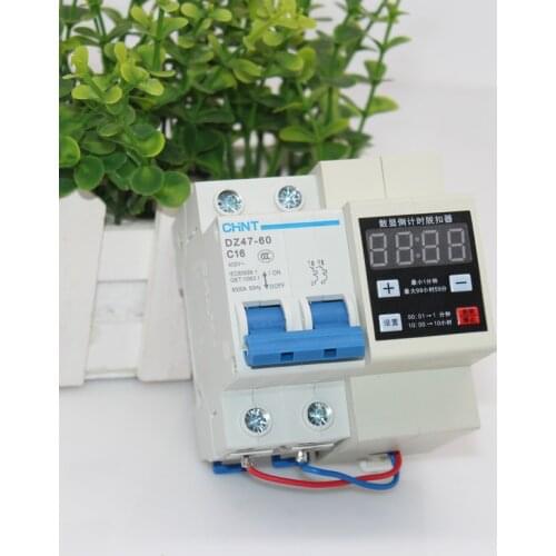 10A-63A digital display adjustable timer switch countdown trip circuit breaker with timing function delay module
