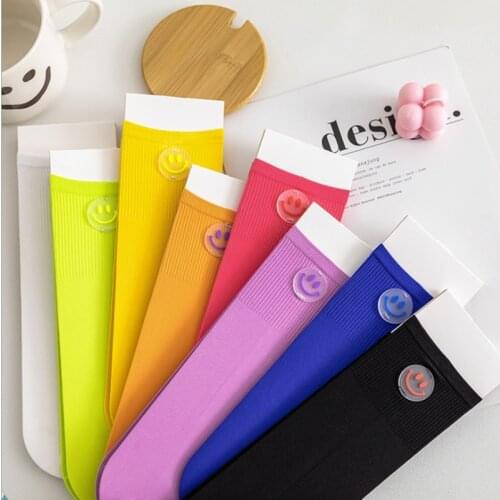 Colored Socks With Smileys Women Harajuku Street Cute Cartoon Happy Emoticons calcetines mujer kobieta skarpety meia chaussette