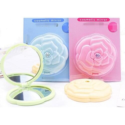 Mini Rose Round Pocket Mirror Two-sided Fold Makeup Mirror Cosmetology Portable Originality Specchio Mirrors Random Color