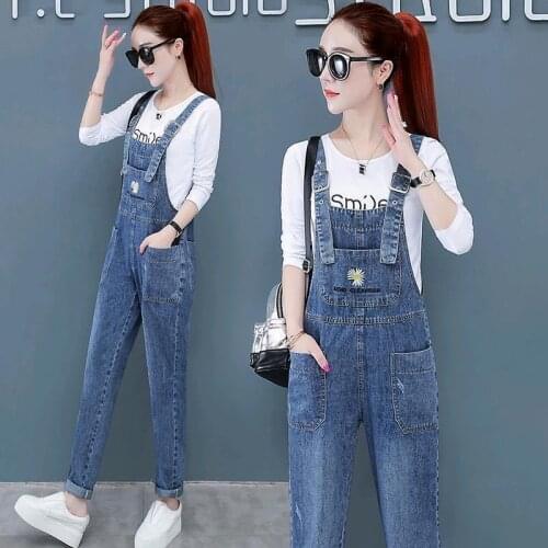 Denim Overalls Womens Spring and Autumn 2020 New Korean Style Loose Western Style Slimming Fashion Suit Autumn Clothes