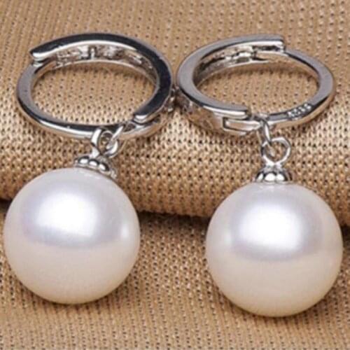 Elegant 10-11mm south sea white pearl earring 925s