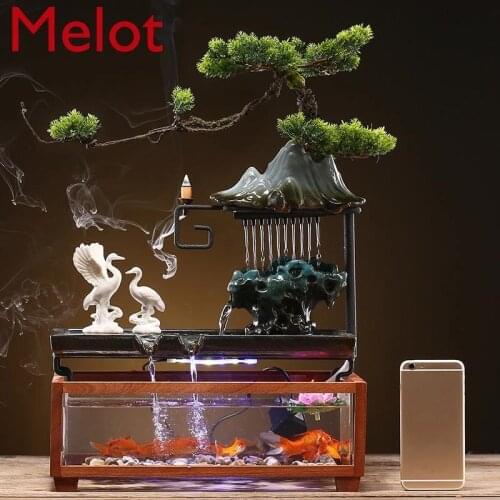 High-End Luxury Creative Circulation Water Small Fish Tank Lucky Feng Shui Decorations Living Room Desktop Names Home Decore