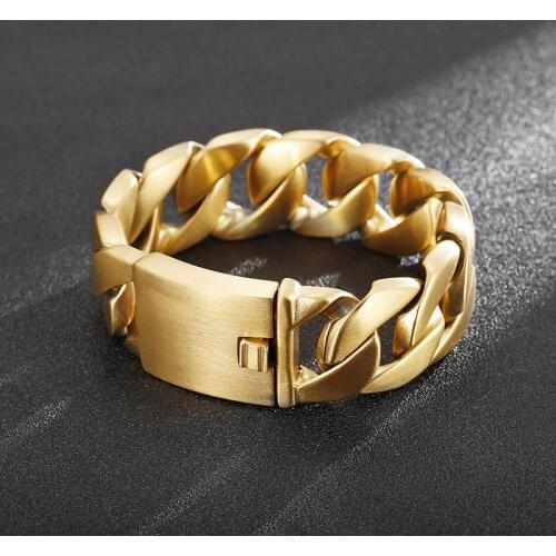 European and American fashion trend jewelry gold 24mm wide titanium steel mens bracelet