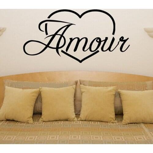 French Amour Heart Decal Bedroom Room Decor , Love Quote Vinyl Wall Art Sticker