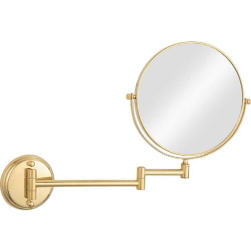 GuRun Hotel Wall Mount Bathroom Magnifying Makeup Mirrors Adjustable Double sided with Magnification and Regular, Gold finish 8"