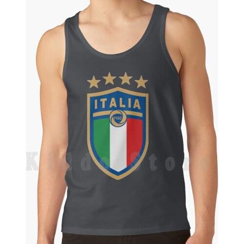 Italy Logo Tank Tops Vest 100% Cotton Italy Soccer Football Futbol International Teams Logo Italia New