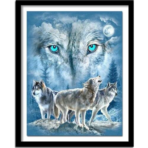 Kai Ping Mei Park Diamond Embroidery 5D DIY Diamond Painting Animal Wolf Family Diamond Painting Rhinestone Crafts YC217