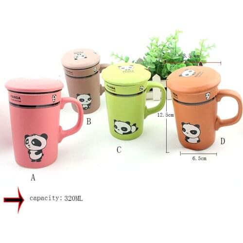 4PCS 320ML Colorful Personality Panda Ceramic Cup Milk Juice Tumblers Coffee Tea Family Cup As a Gift Cartoon Love Teacups Mug