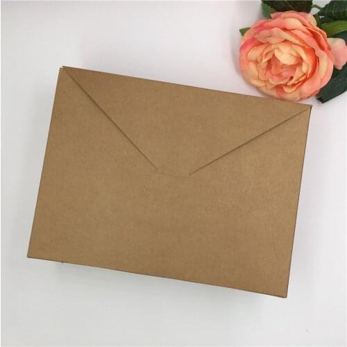 12Pcs/Lot 20x15x6cm Pure Brown Kraft Paper Box For Jewelry Packaging Bag Envelope Shape Boxes For Wedding Event Party Gift Boxes